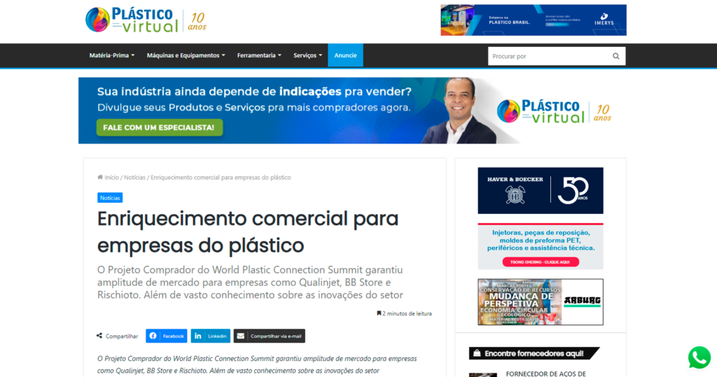 Enriquecimento comercial para empresas do plástico